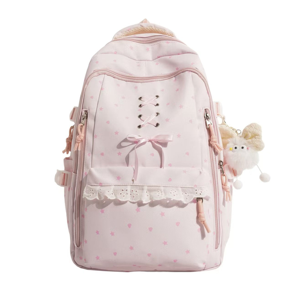 Lace-Up Detail School Backpack with Padded Shoulder Straps