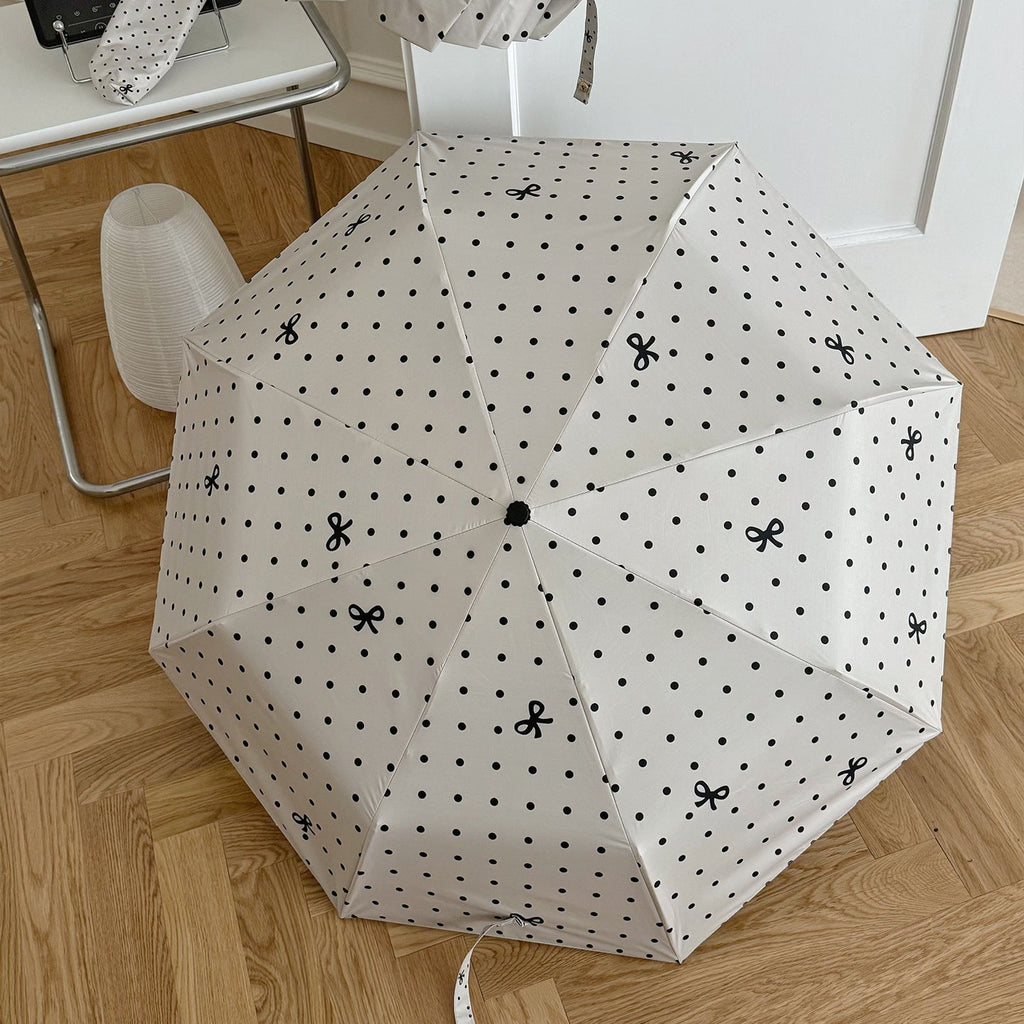 Ladies' Compact Polka Dot Rain Umbrella with Matching Case, view 3