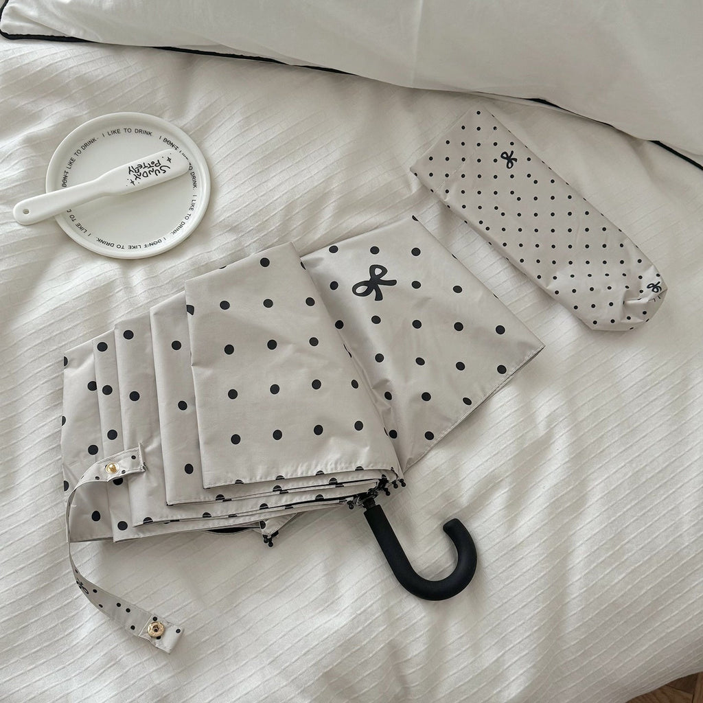 Ladies' Compact Polka Dot Rain Umbrella with Matching Case, view 7