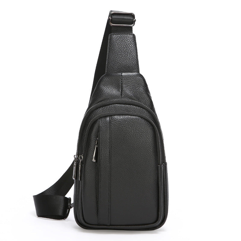 Leather Sling Bag with Adjustable Strap and Multiple Zippered Pockets, view 3