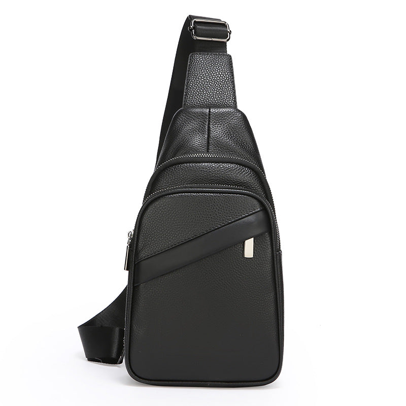 Leather Sling Bag with Adjustable Strap and Multiple Zippered Pockets, view 5
