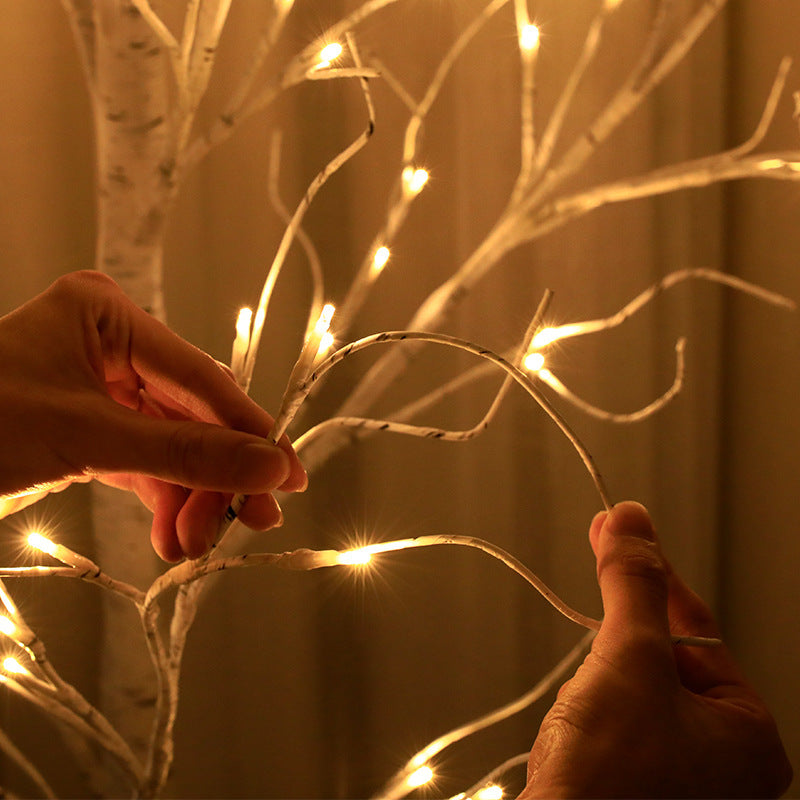LED Birch Floor Lamp with Warm Fairy Lights and Flexible Branch Arms | Thrascher