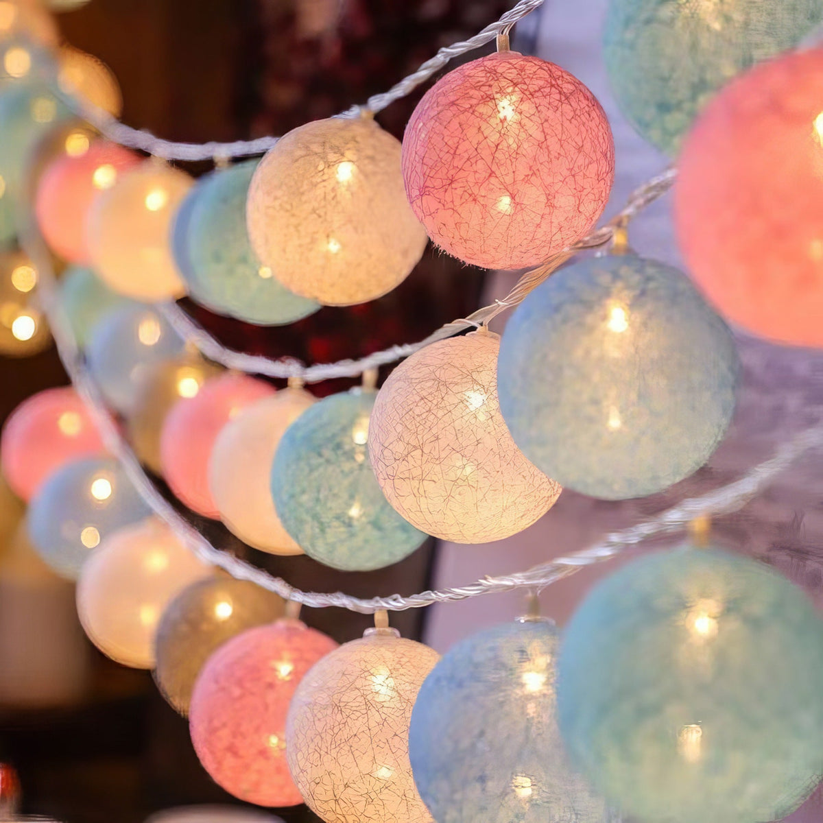 LED Cotton Ball String Lights Decorative Indoor Fairy Lanterns | Thrascher