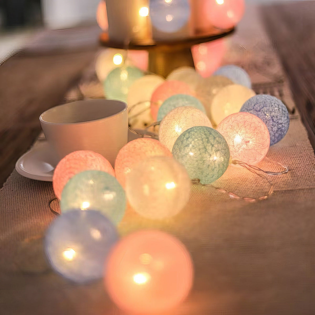 LED Cotton Ball String Lights Decorative Indoor Fairy Lanterns | Thrascher