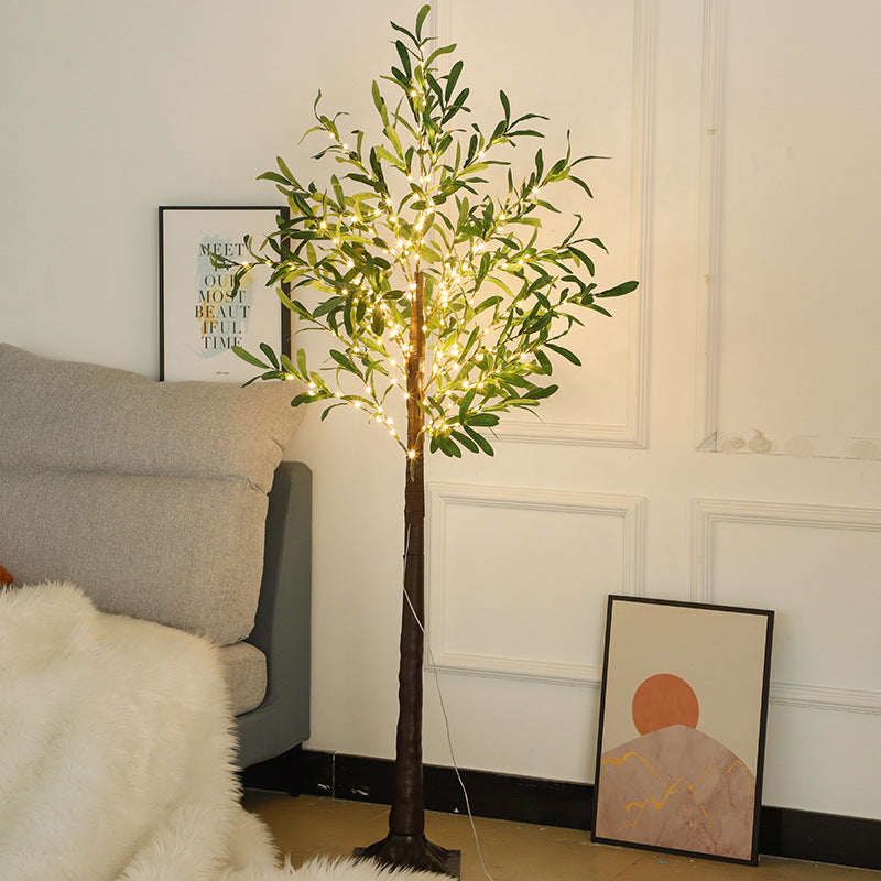 LED-Lit Artificial Olive Tree Floor Lamp | Thrascher