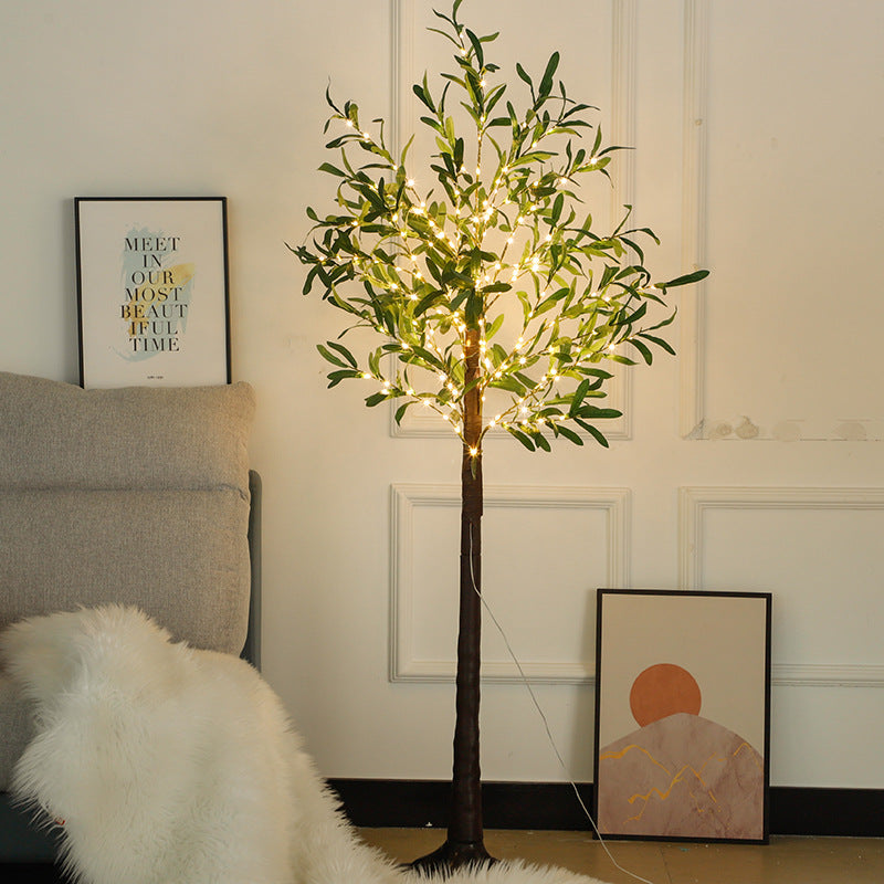 LED-Lit Artificial Olive Tree Floor Lamp | Thrascher
