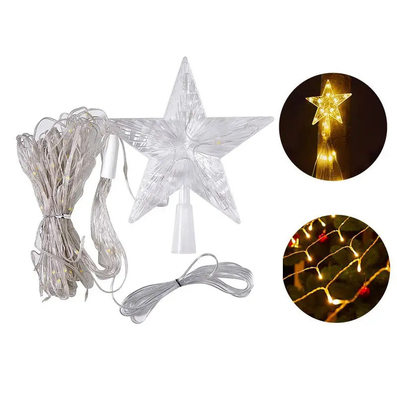 LED-Lit Pre-Installed Artificial Christmas Tree with Cascading Star Topper and Ornament-Ready Branches | Thrascher