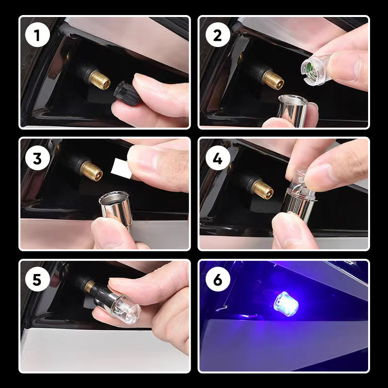 LED Tire Valve Caps for Cars, Motorcycles, and Bikes