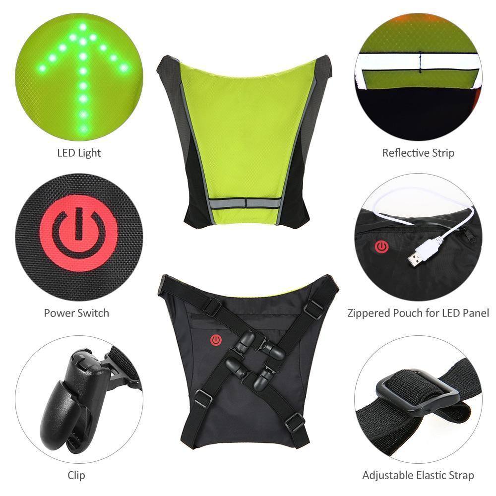 LED Turn Signal Cycling Safety Vest with Wireless Remote Control, view 5