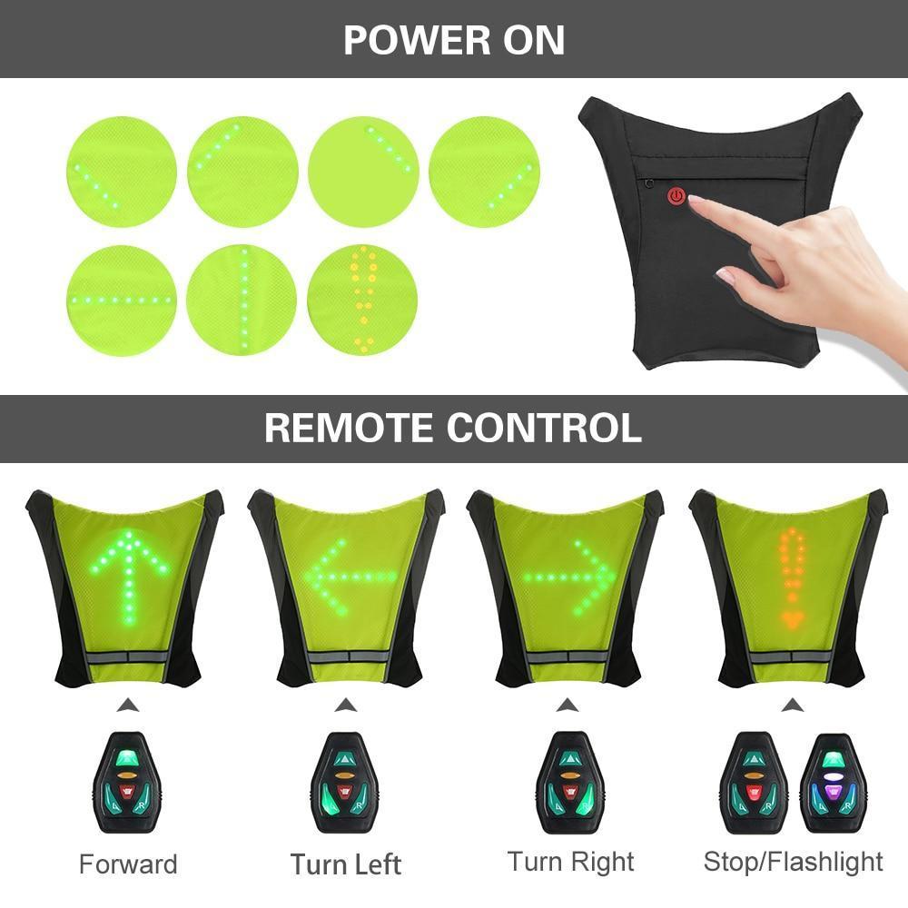 LED Turn Signal Cycling Safety Vest with Wireless Remote Control, view 8