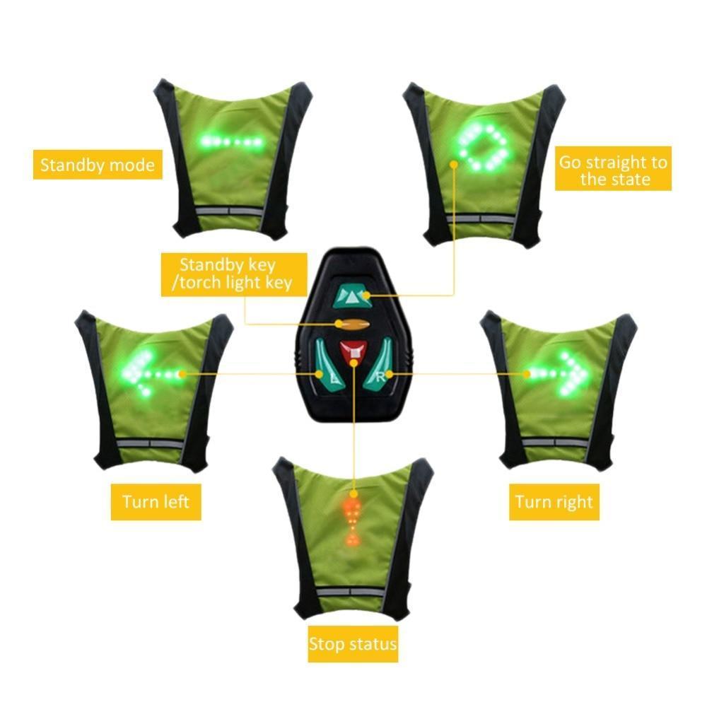 LED Turn Signal Cycling Safety Vest with Wireless Remote Control, view 9