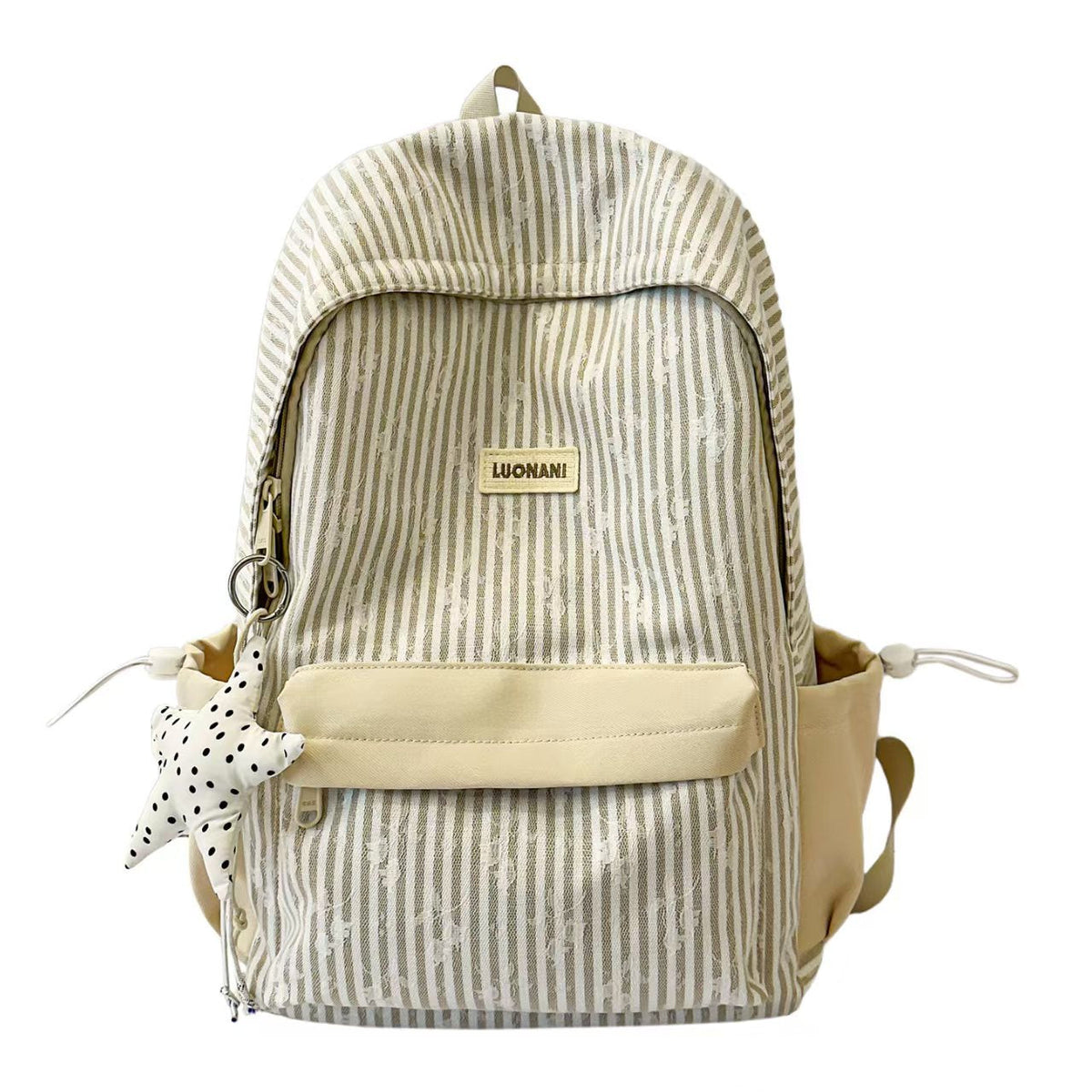 Lightweight Striped Casual Backpack with Zippered Main Compartment, view 2