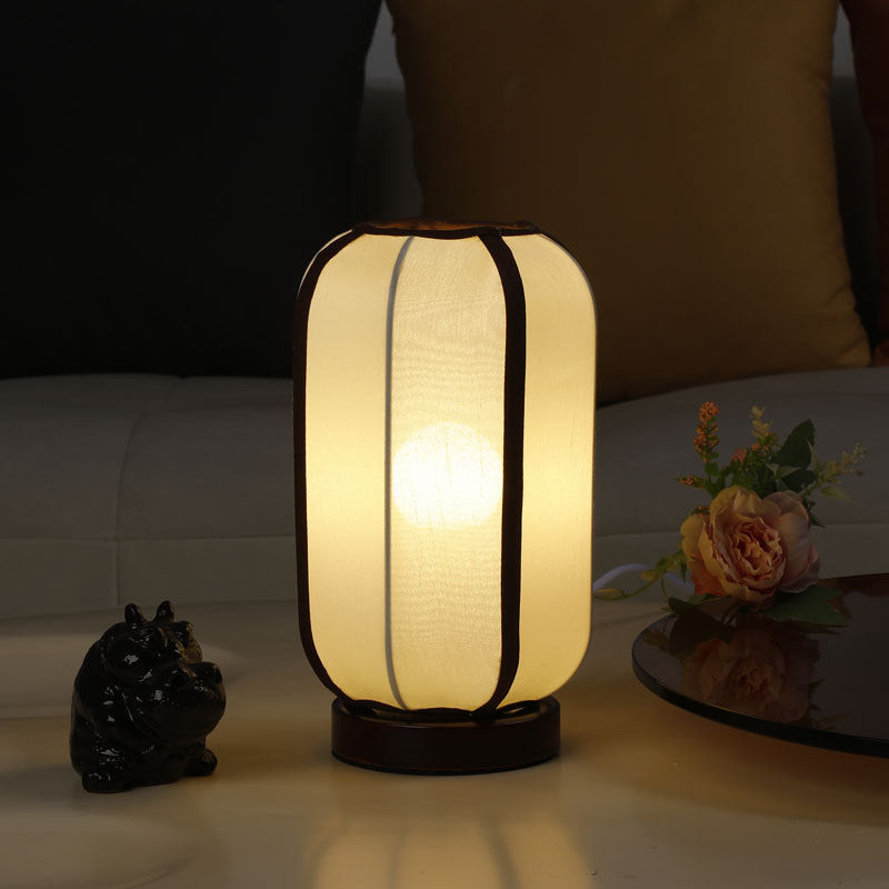 Linen Lantern Style Nightstand Lamp | Thrascher
