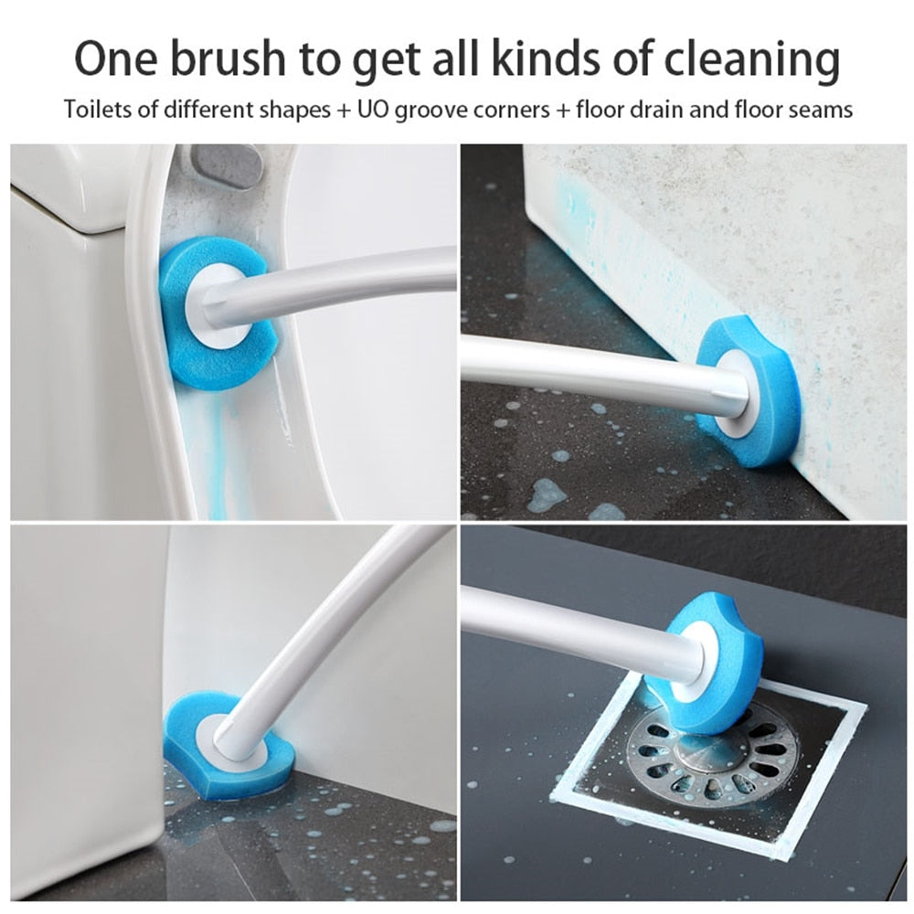 Long Handle Disposable Toilet Brush Set with Disposable Brush Heads, 330g, view 5
