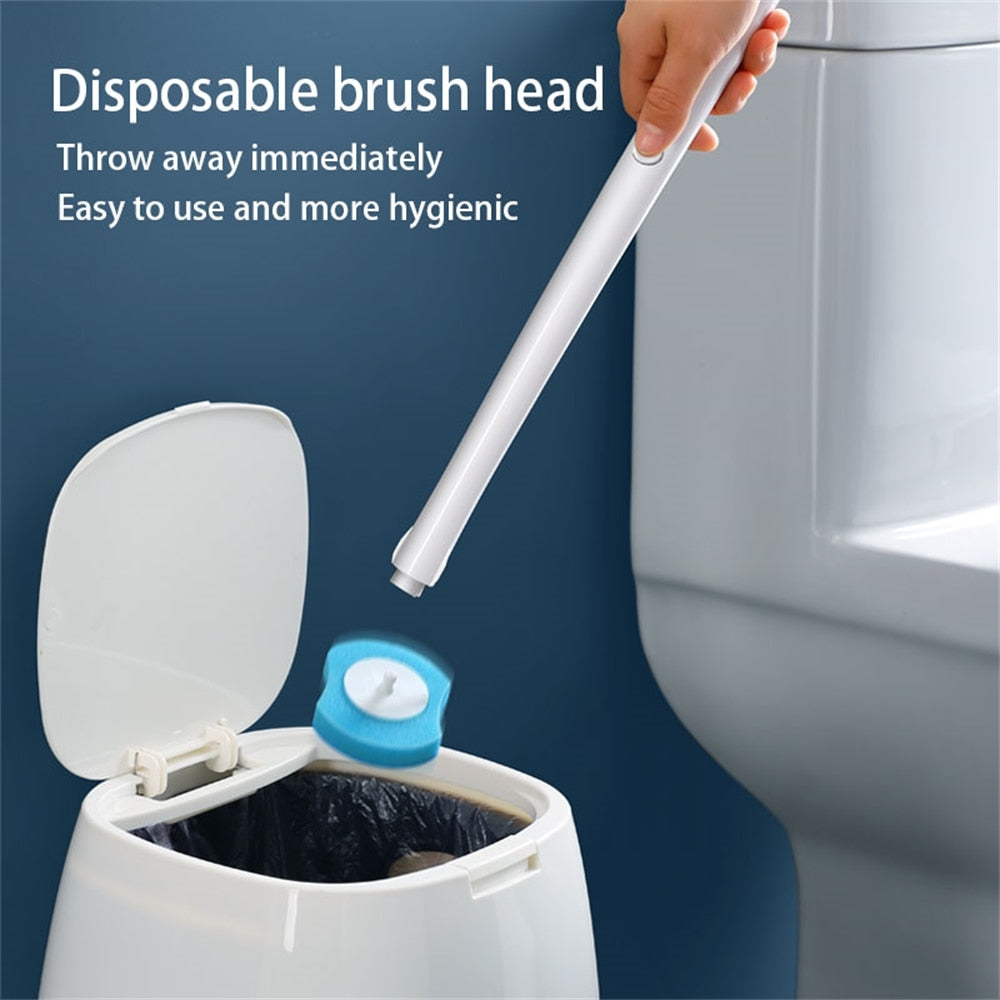 Long Handle Disposable Toilet Brush Set with Disposable Brush Heads, 330g, view 6