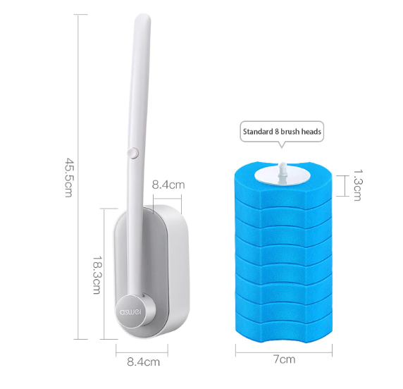 Long Handle Disposable Toilet Brush Set with Disposable Brush Heads, 330g, view 8