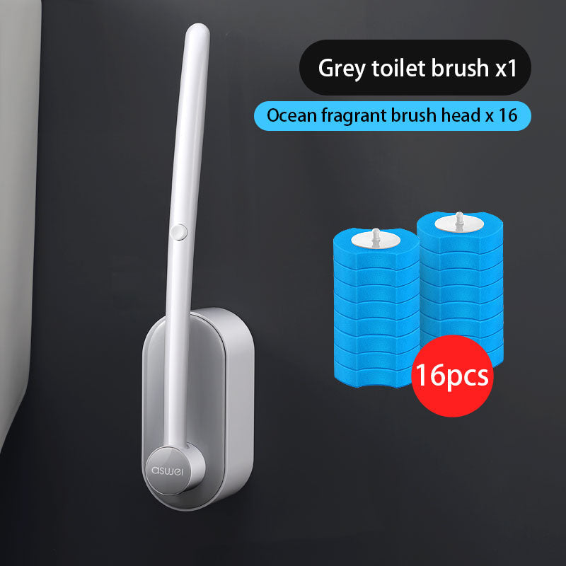 Long Handle Disposable Toilet Brush Set with Disposable Brush Heads, 330g