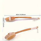 Long-Handled Bath Brush with Natural Bristles for Back Cleaning, view 3