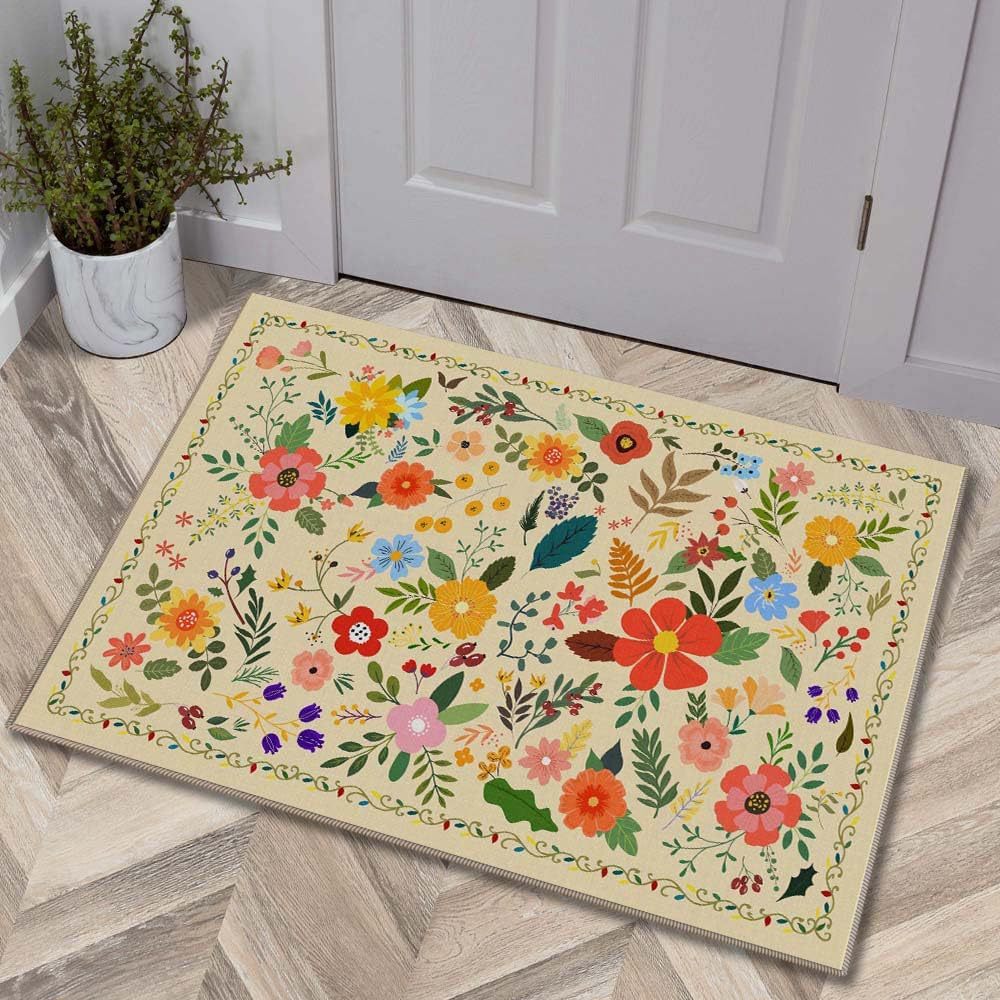 Luxurious Floral Design Bath Mat | Thrascher