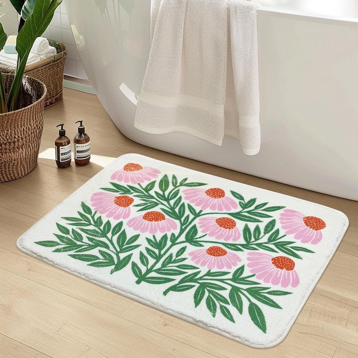 Luxurious Floral Design Bath Mat | Thrascher