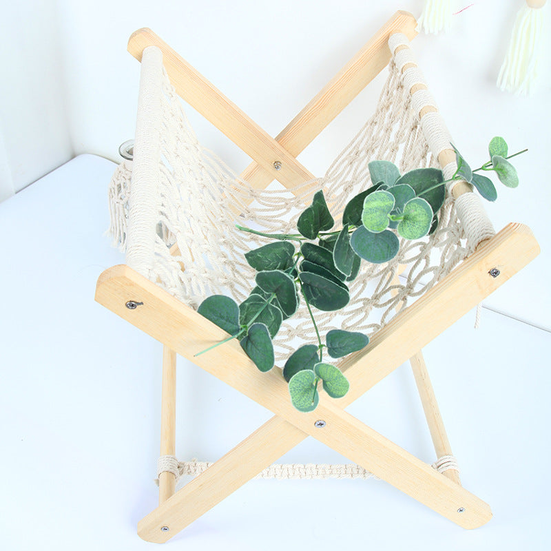 Macrame Folding Hammock-Style Storage Rack | Thrascher