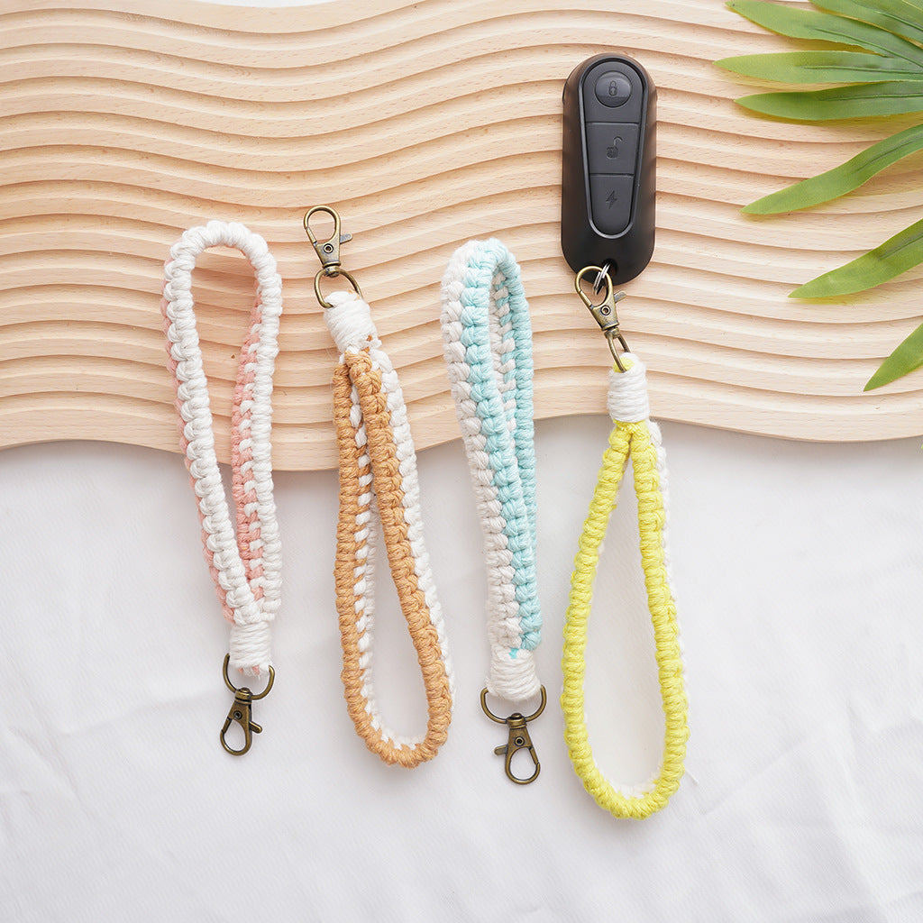 Macrame Keychain Holder Apricot Blue | Thrascher