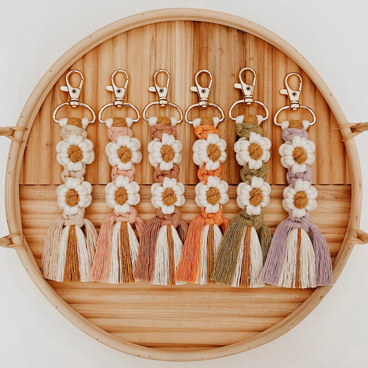 Macrame Keychain Strap with Floral Design | Thrascher