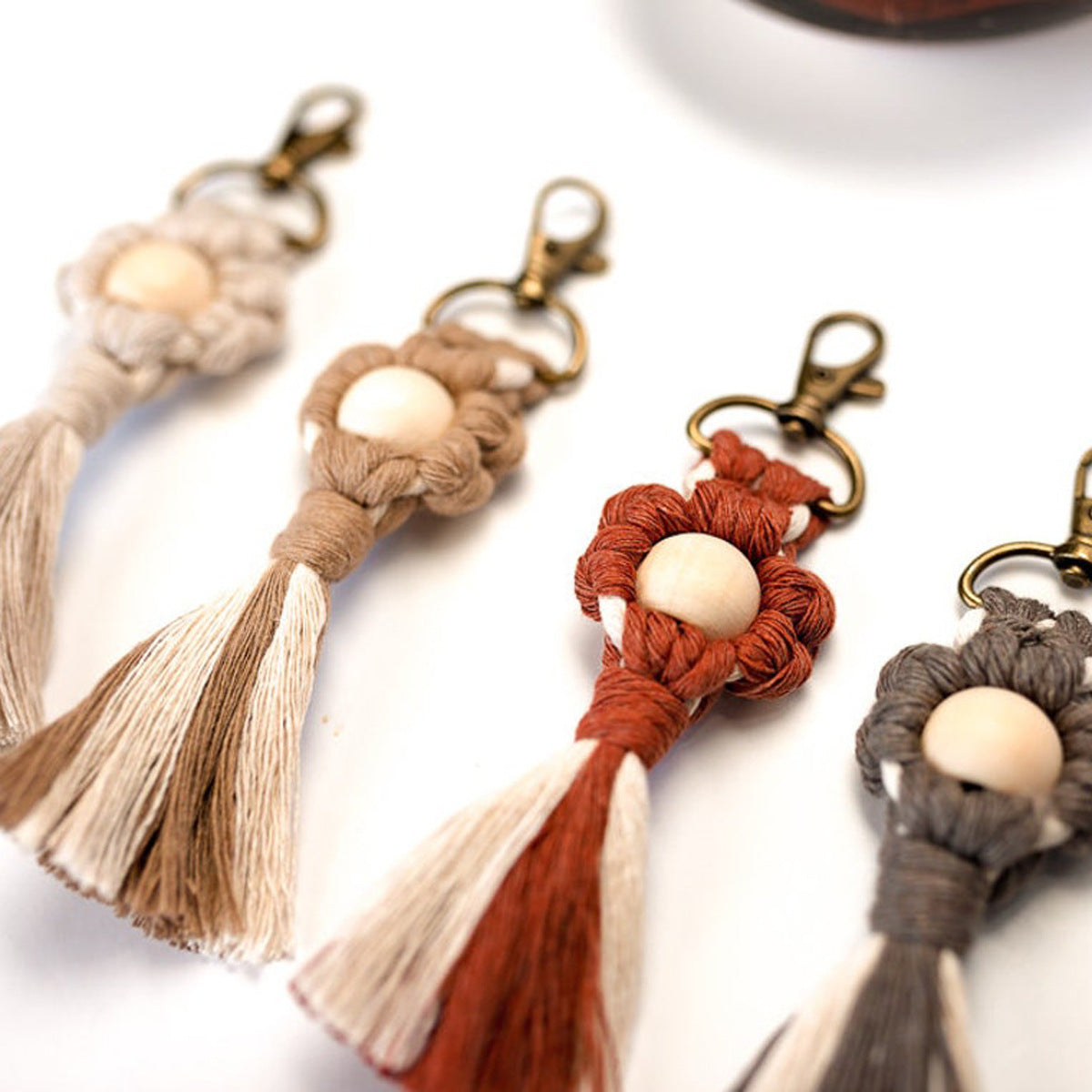 Macrame Keychain with Wooden Accents | Thrascher
