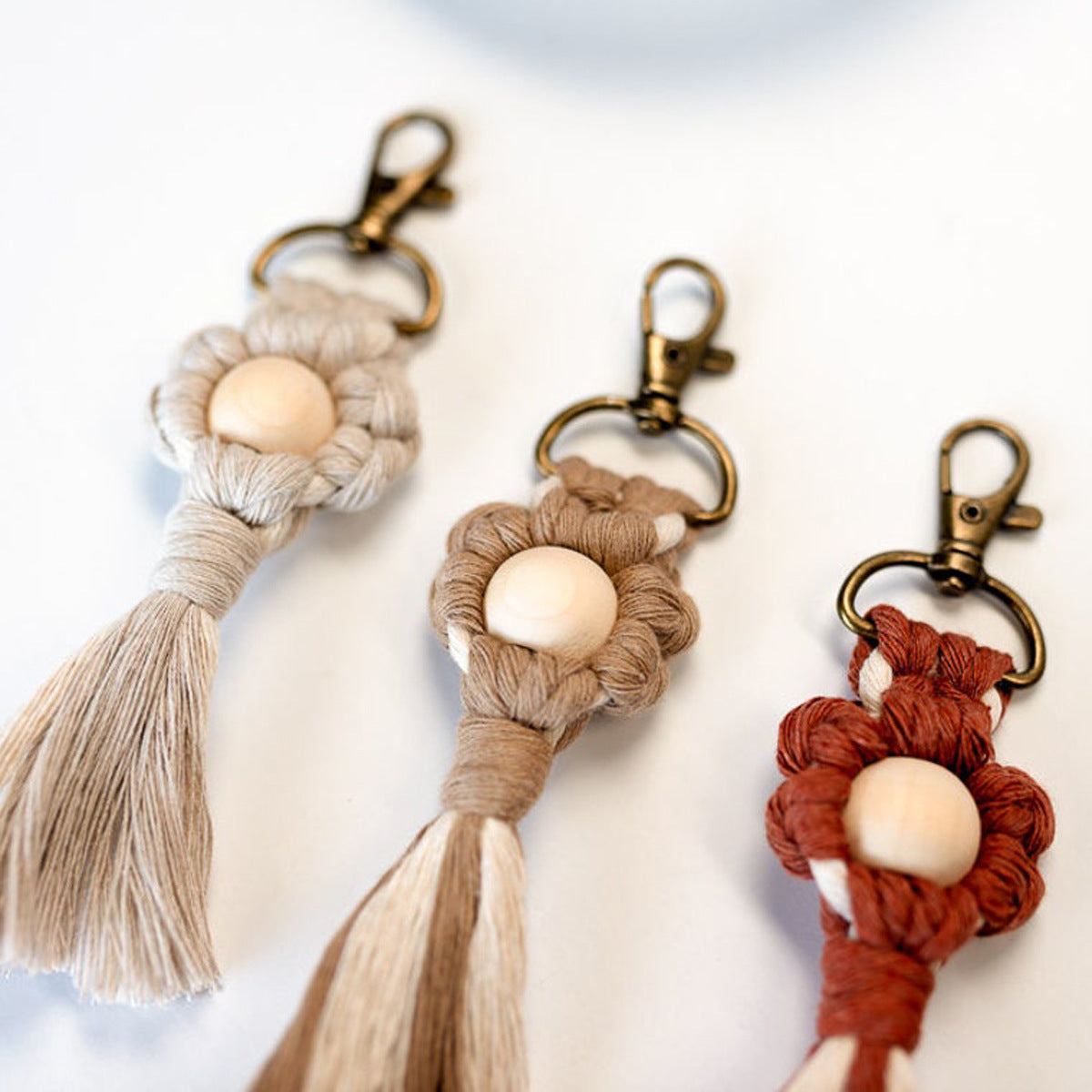 Macrame Keychain with Wooden Accents | Thrascher
