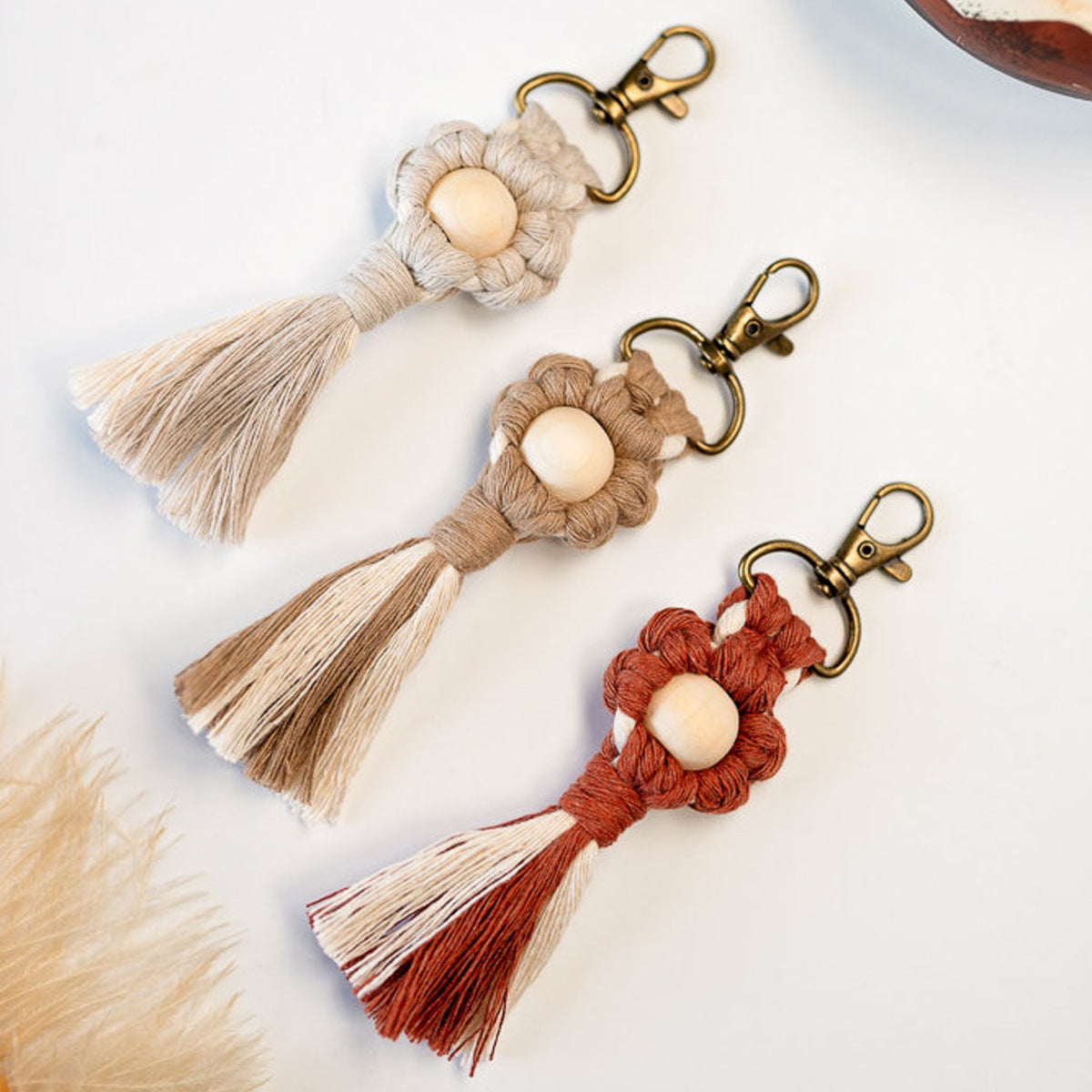 Macrame Keychain with Wooden Accents | Thrascher