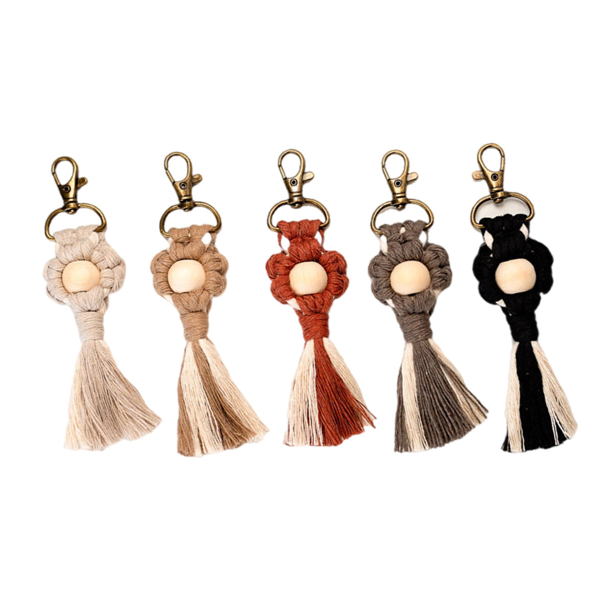 Macrame Keychain with Wooden Accents | Thrascher