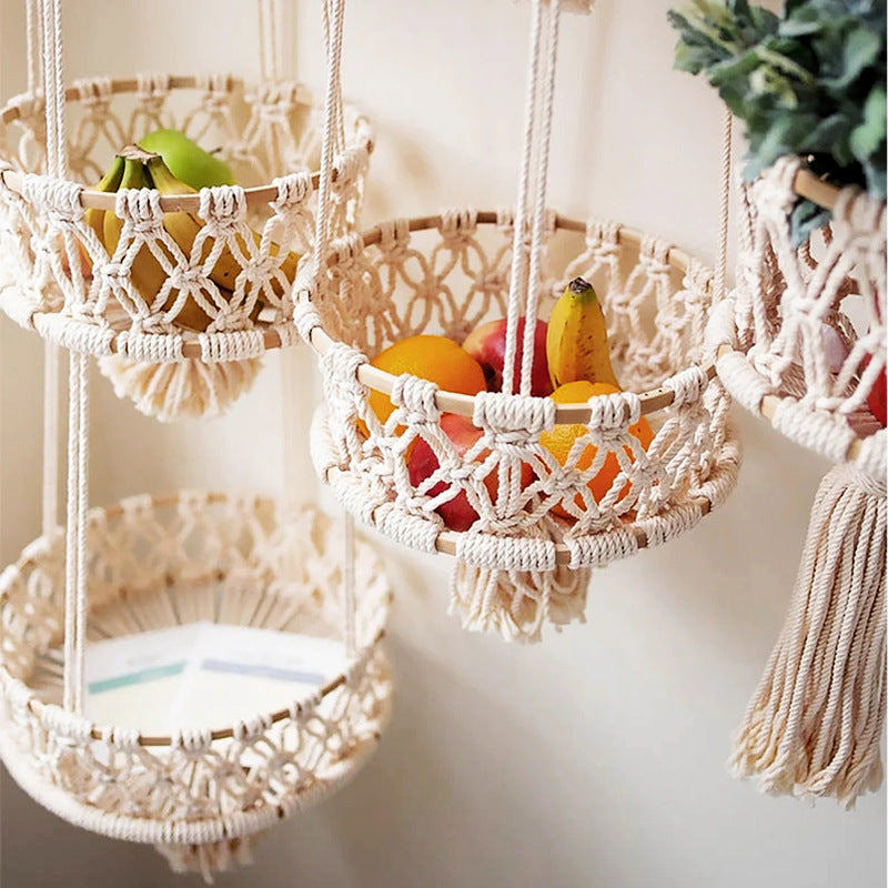Macrame Plant Hanger Double-Layered Size Beige No Text Provided for Translation | Thrascher