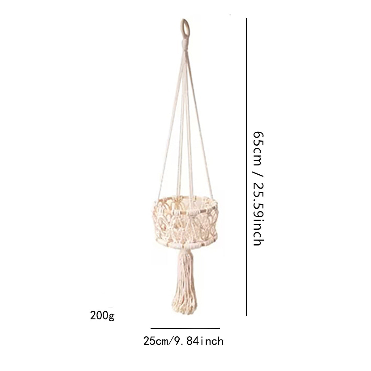 Macrame Plant Hanger Double-Layered Size Beige No Text Provided for Translation | Thrascher