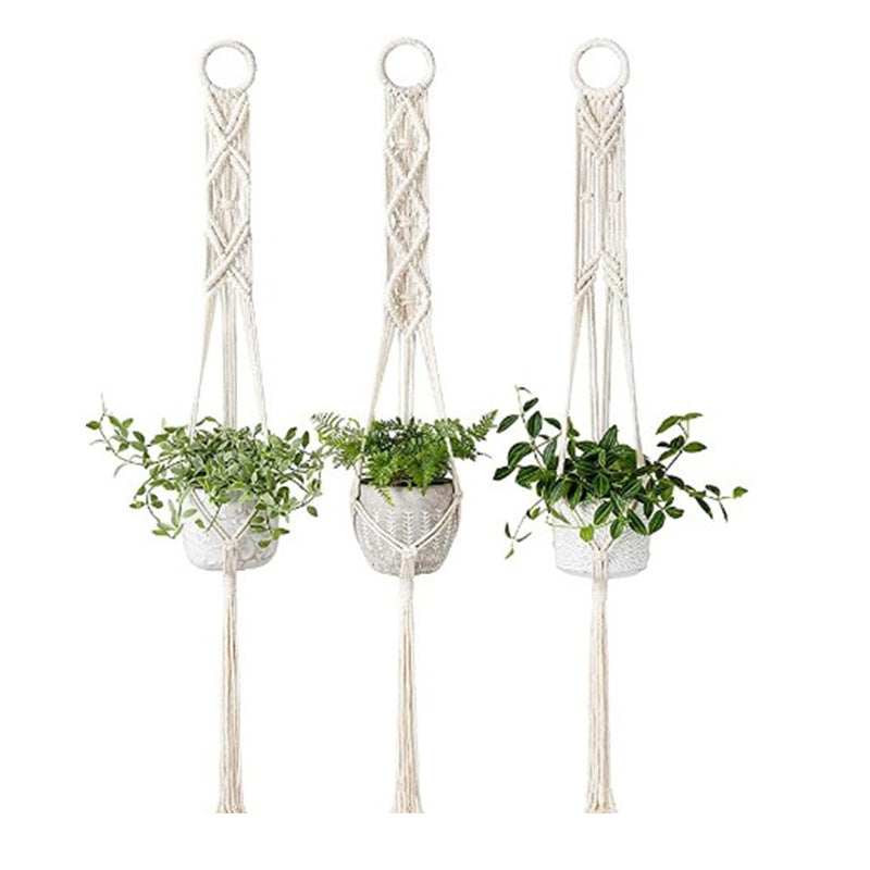 Macrame Plant Hanger Gray Iron Basket Red | Thrascher