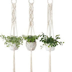 Macrame Plant Hanger Gray Iron Basket Red | Thrascher
