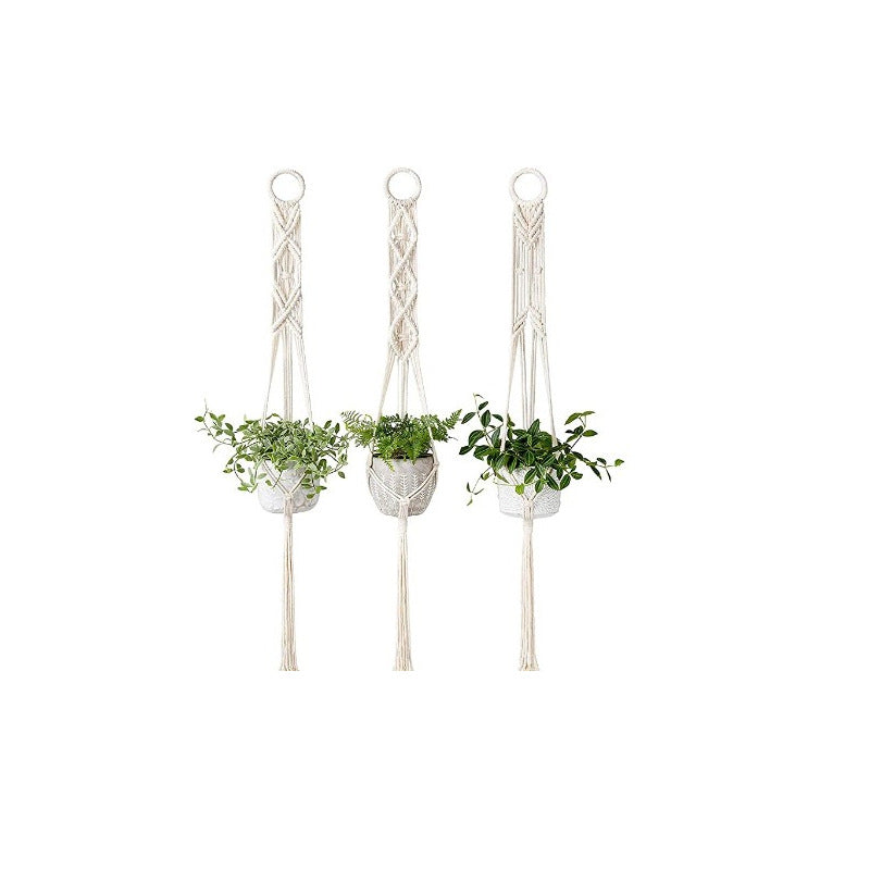 Macrame Plant Hanger Gray Iron Basket Red | Thrascher