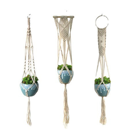 Macrame Plant Hanger Gray Iron Basket Red | Thrascher
