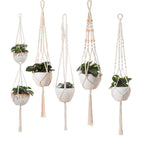 Macrame Plant Hanger Natural Wood Brick Red | Thrascher