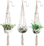 Macrame Plant Hanger Natural Wood Brick Red | Thrascher