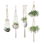 Macrame Plant Hanger Natural Wood Brick Red | Thrascher