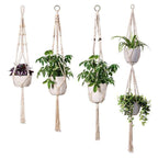 Macrame Plant Hanger Natural Wood Brick Red | Thrascher