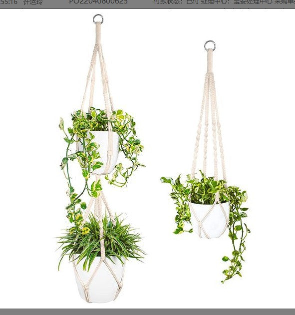 Macrame Plant Hanger Natural Wood Brick Red | Thrascher