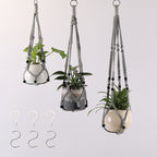 Macrame Plant Hanger Natural Wood Brick Red | Thrascher