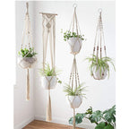 Macrame Plant Hanger Natural Wood Brick Red | Thrascher