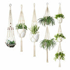 Macrame Plant Hanger Natural Wood Brick Red | Thrascher