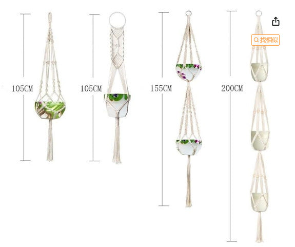 Macrame Plant Hanger Natural Wood Brick Red | Thrascher