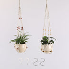 Macrame Plant Hanger Natural Wood Brick Red | Thrascher
