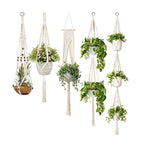 Macrame Plant Hanger Natural Wood Brick Red | Thrascher