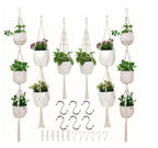 Macrame Plant Hanger Natural Wood Brick Red | Thrascher