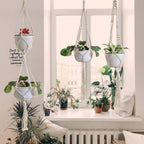 Macrame Plant Hanger Natural Wood Brick Red | Thrascher